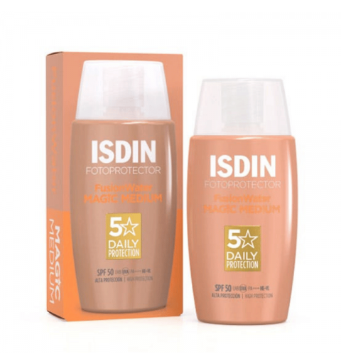 ISDIN Fotoprotector Fusion Water Color Medium SPF 50+ 50 ml - Protector solar facial con color para unificar el tono de la piel