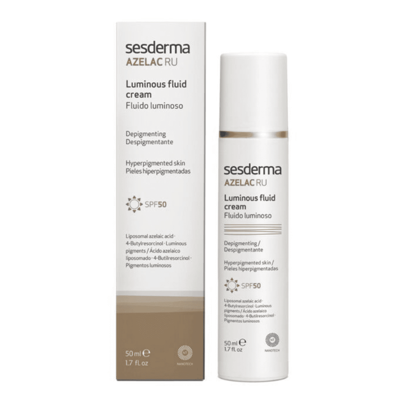 Fluido luminoso despigmentante Sesderma Azelac RU SPF50 50 ml para manchas y tono uniforme